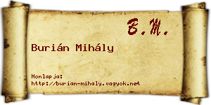 Burián Mihály névjegykártya